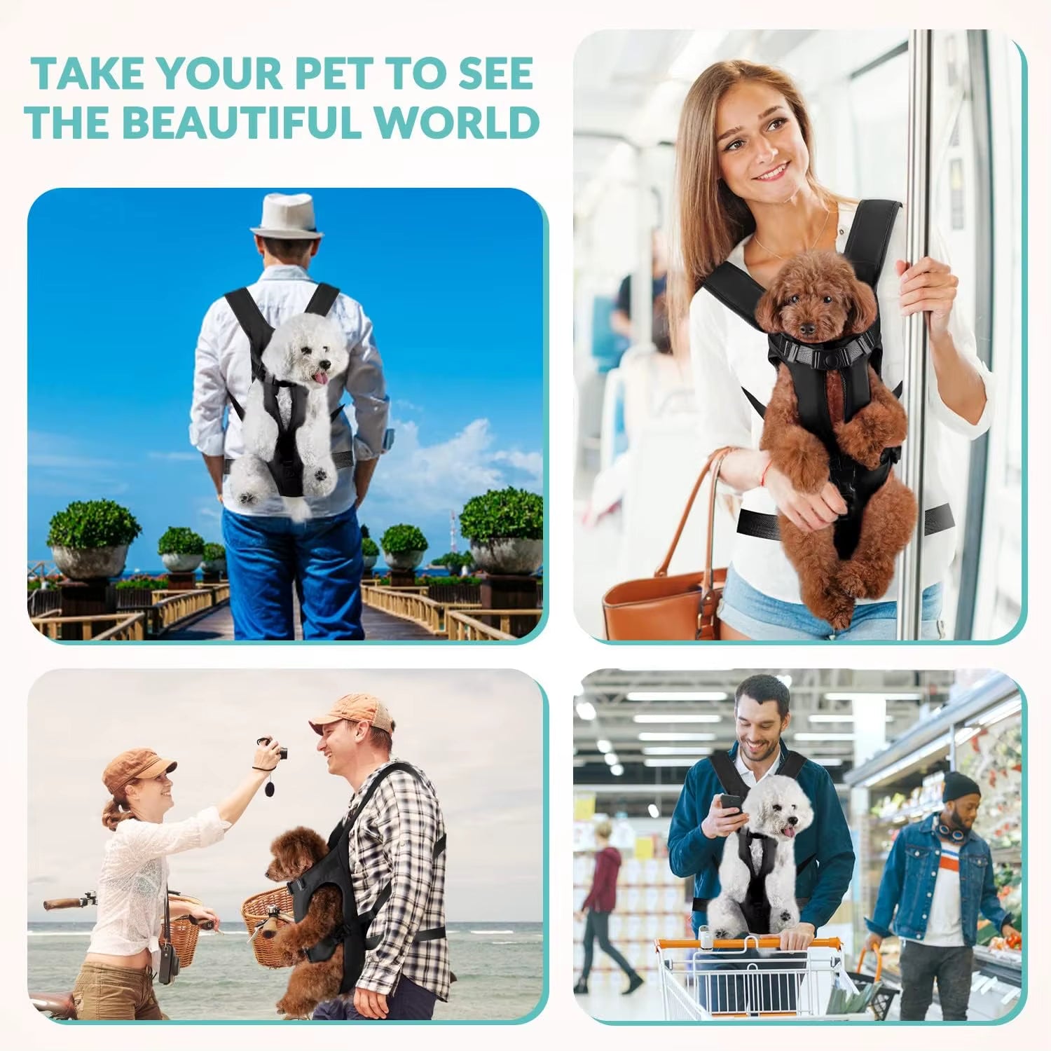 Outdoor Pet Front Dog Carrier Backpacks Adjustable Hands Free Dog Backpack Carrier for Medium Small Dogs
