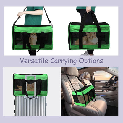 Pet Carrier Airline Approved Pet Carrier Dog Carriers for Small Dogs, Cat Carriers for Medium Cats Small Cat, Small Pet Carrier Small Dog Carrier Airline Approved Cat Pet Travel Carrier-Green