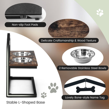 5 Heights Elevated Pet Feeder with Detachable Stainless Steel Bowl for Dogs
