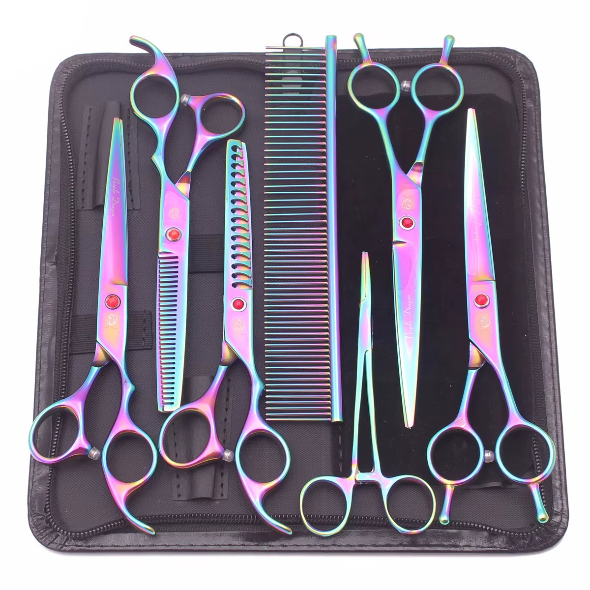 Dog Grooming Scissors Japan Stainless 6.5" 7" Pet Hairdressing Scissors Kit Dog Curved Scissors Thinning Shears Color Comb Z3002