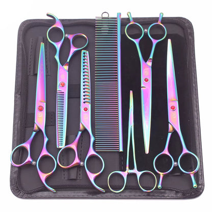 Dog Grooming Scissors Japan Stainless 6.5" 7" Pet Hairdressing Scissors Kit Dog Curved Scissors Thinning Shears Color Comb Z3002