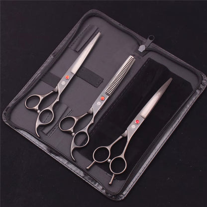 Dog Grooming Scissors Japan Stainless 6.5" 7" Pet Hairdressing Scissors Kit Dog Curved Scissors Thinning Shears Color Comb Z3002