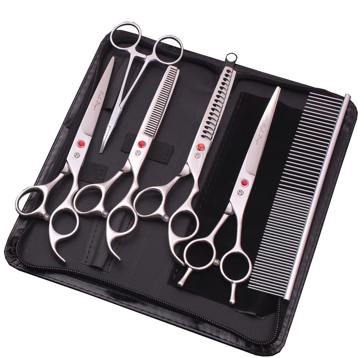 Dog Grooming Scissors Japan Stainless 6.5" 7" Pet Hairdressing Scissors Kit Dog Curved Scissors Thinning Shears Color Comb Z3002