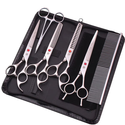Dog Grooming Scissors Japan Stainless 6.5" 7" Pet Hairdressing Scissors Kit Dog Curved Scissors Thinning Shears Color Comb Z3002