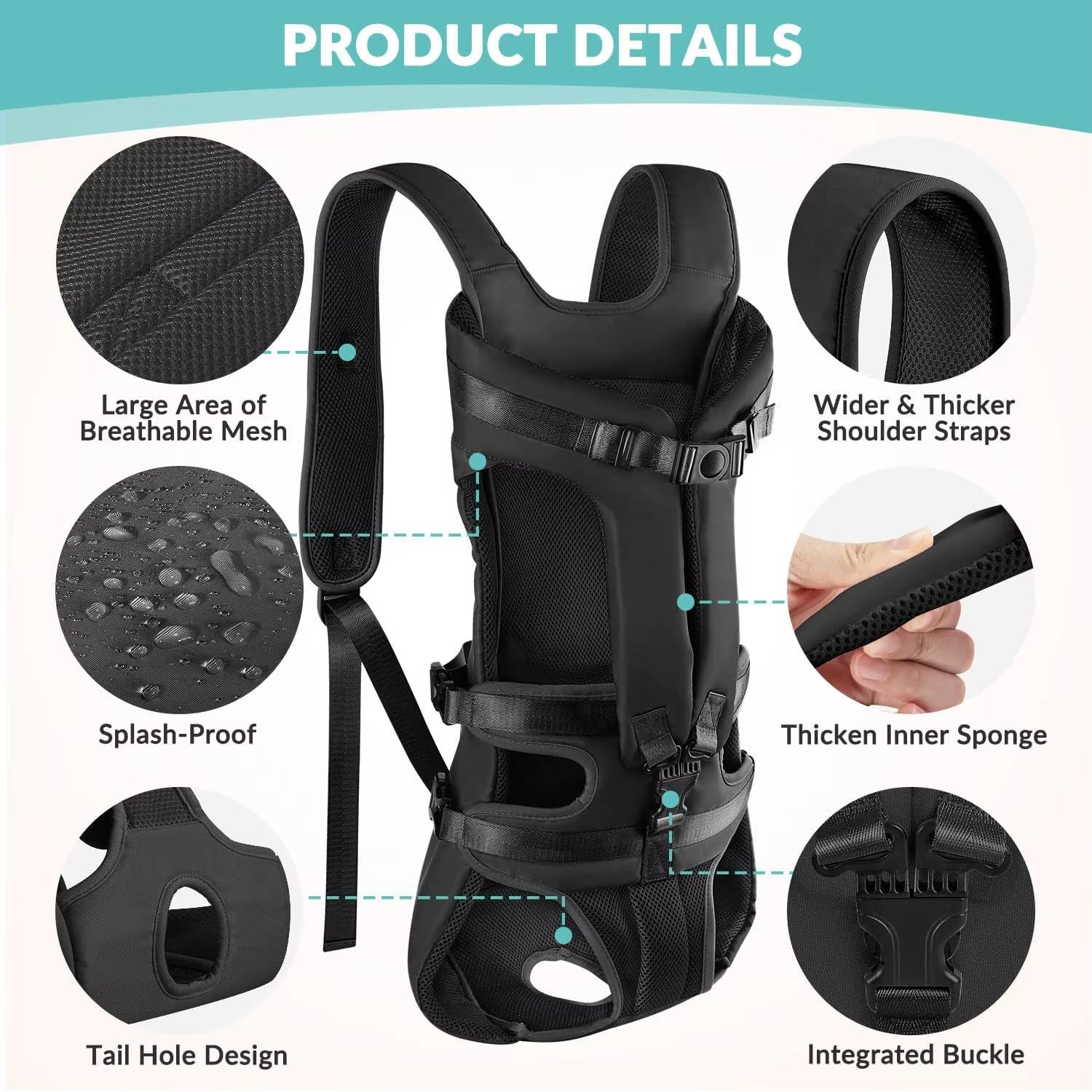Outdoor Pet Front Dog Carrier Backpacks Adjustable Hands Free Dog Backpack Carrier for Medium Small Dogs
