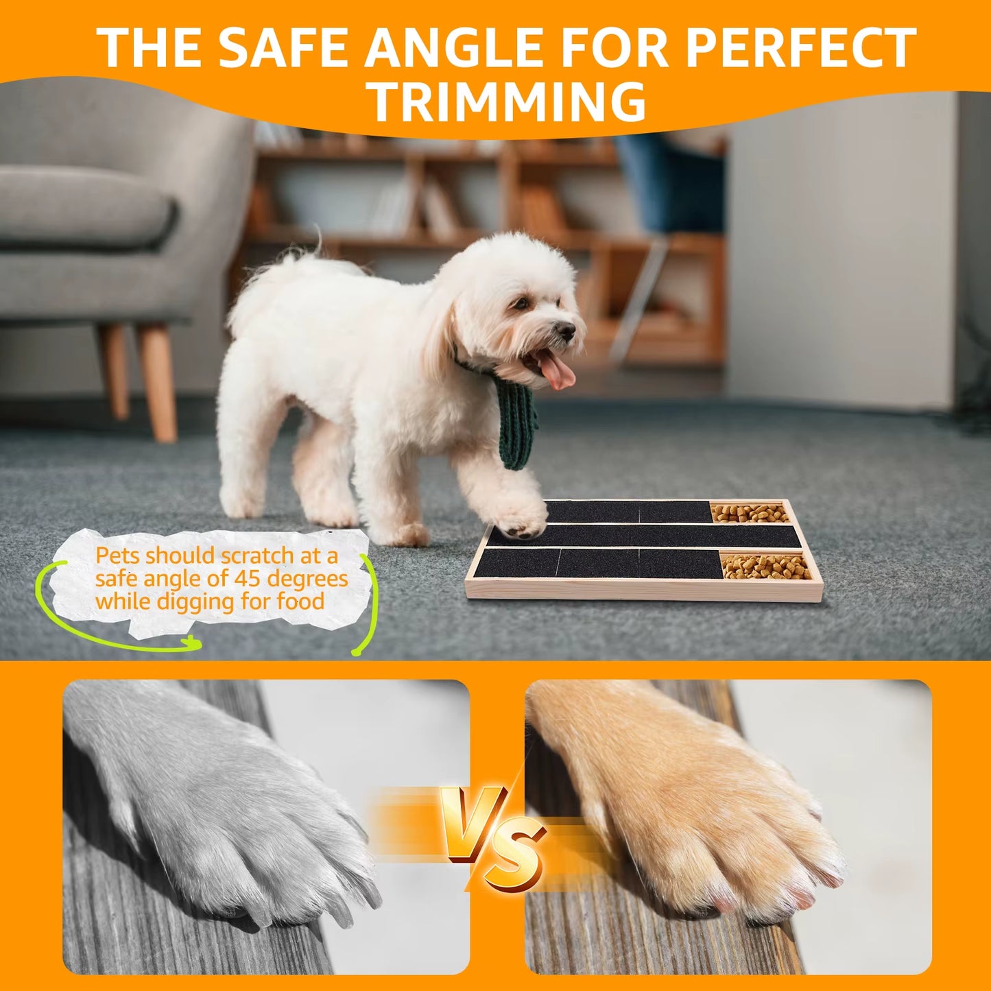 Dog Nail Scratch Board with Built-In Treat Box Wooden Puppy Nail Grinding Pad Dog Nail File Board Sandpaper Board Scratcher