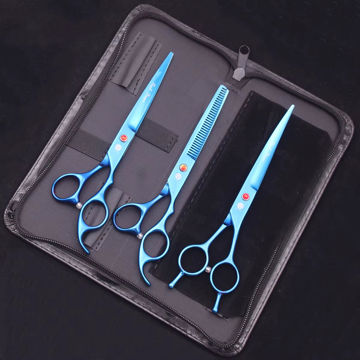 Dog Grooming Scissors Japan Stainless 6.5" 7" Pet Hairdressing Scissors Kit Dog Curved Scissors Thinning Shears Color Comb Z3002
