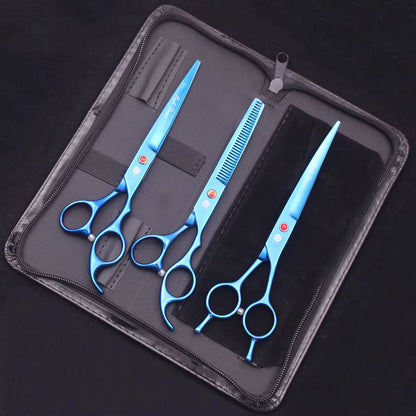 Dog Grooming Scissors Japan Stainless 6.5" 7" Pet Hairdressing Scissors Kit Dog Curved Scissors Thinning Shears Color Comb Z3002