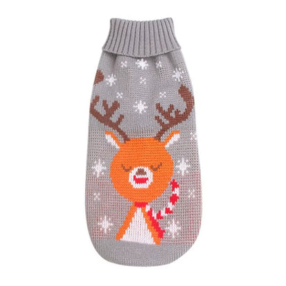 Christmas Dog Sweater Medium Large Dogs Reindeer Snowflake Knitted Sweater Xmas Holiday Pet Clothes Turtleneck Knitwear Pullover