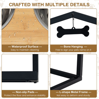 5 Heights Elevated Pet Feeder with Detachable Stainless Steel Bowl for Dogs