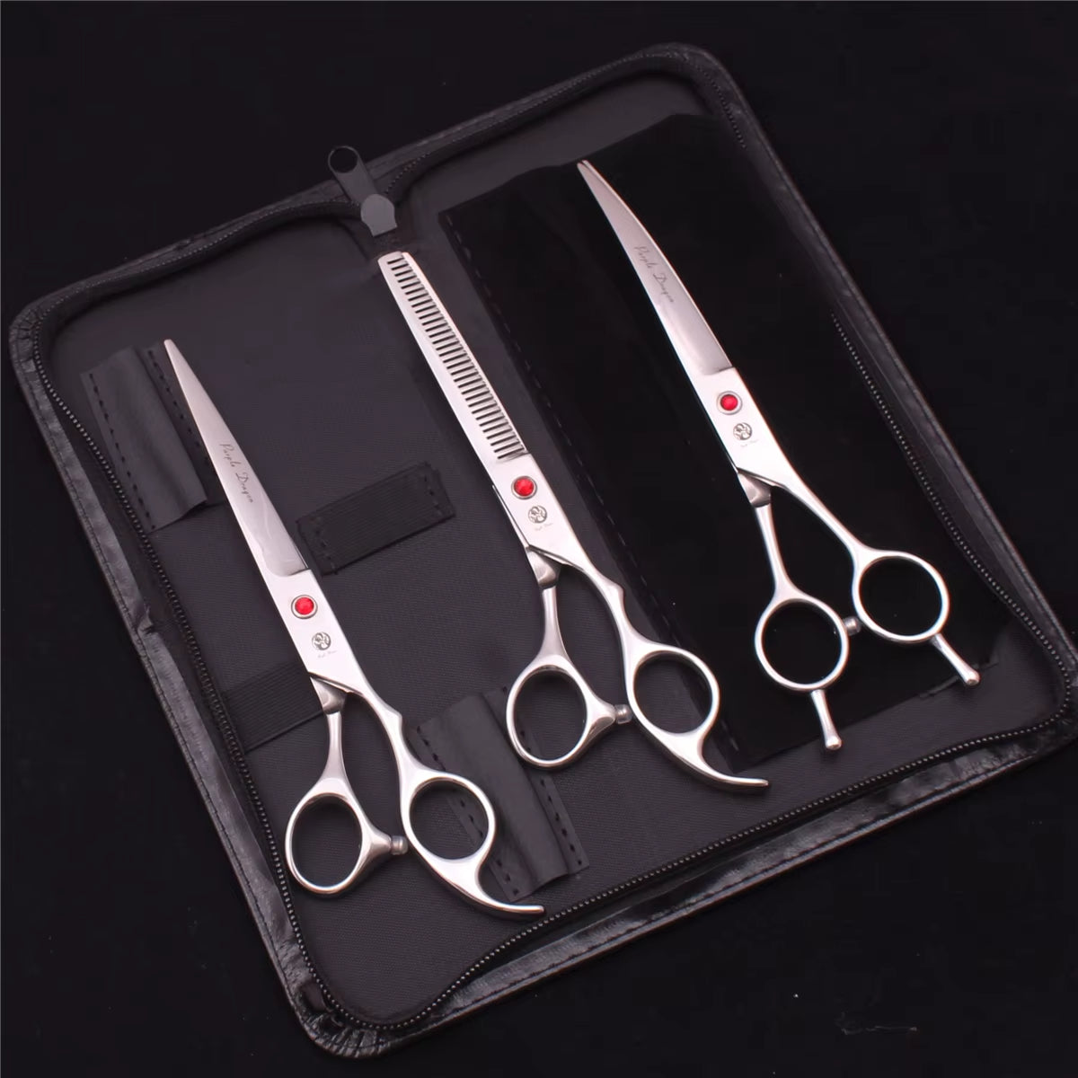 Dog Grooming Scissors Japan Stainless 6.5" 7" Pet Hairdressing Scissors Kit Dog Curved Scissors Thinning Shears Color Comb Z3002