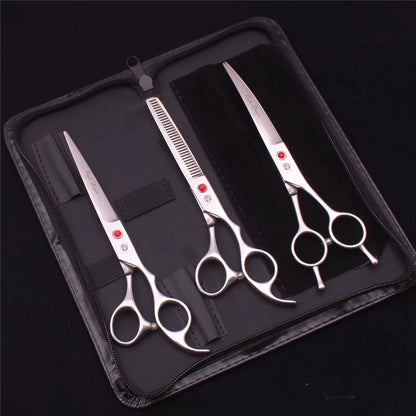 Dog Grooming Scissors Japan Stainless 6.5" 7" Pet Hairdressing Scissors Kit Dog Curved Scissors Thinning Shears Color Comb Z3002