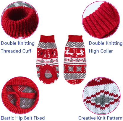 Christmas Dog Sweater Medium Large Dogs Reindeer Snowflake Knitted Sweater Xmas Holiday Pet Clothes Turtleneck Knitwear Pullover