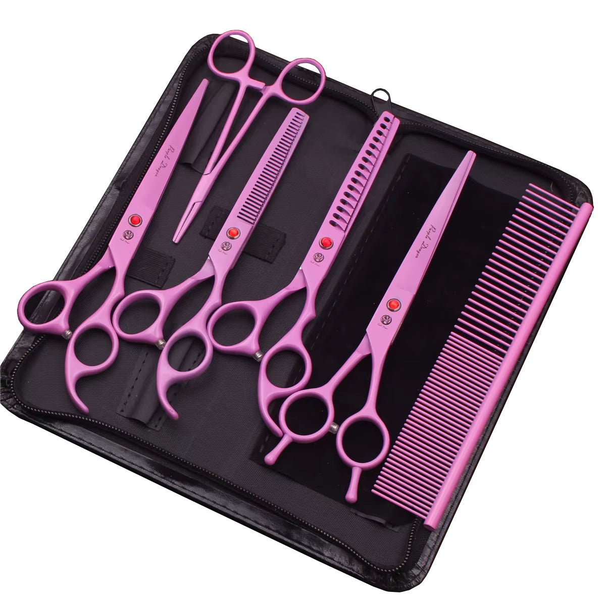Dog Grooming Scissors Japan Stainless 6.5" 7" Pet Hairdressing Scissors Kit Dog Curved Scissors Thinning Shears Color Comb Z3002