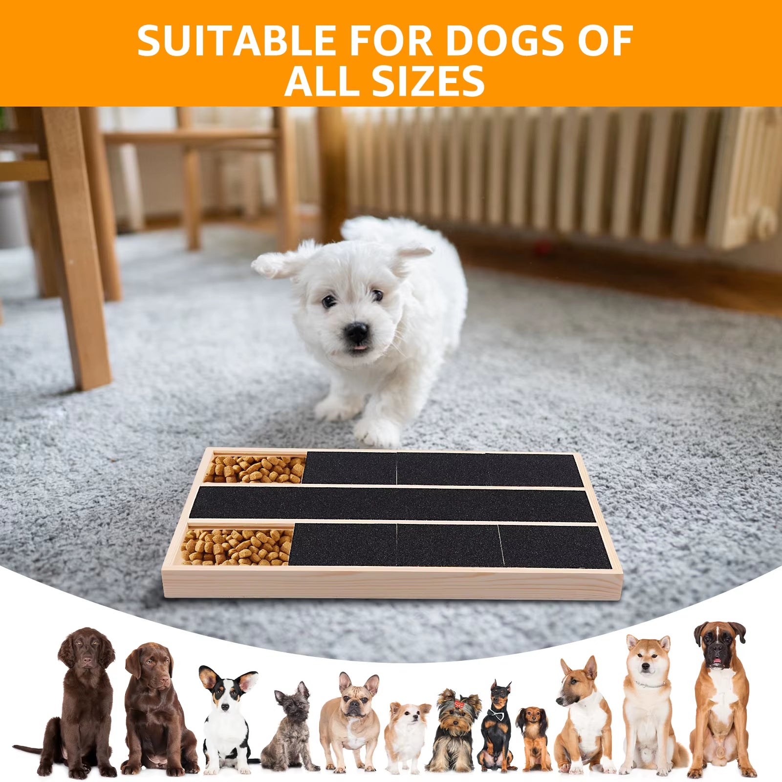 Dog Nail Scratch Board with Built-In Treat Box Wooden Puppy Nail Grinding Pad Dog Nail File Board Sandpaper Board Scratcher
