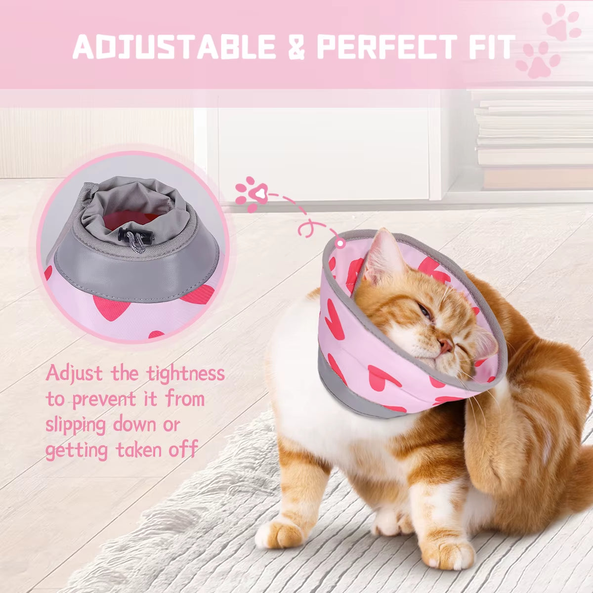 1Pc Soft Cat Recovery Collar,Protective Adjustable Pet Cone Collar for after Surgery,Comfortable Lightweight Elizabethan Collar