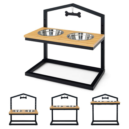 5 Heights Elevated Pet Feeder with Detachable Stainless Steel Bowl for Dogs