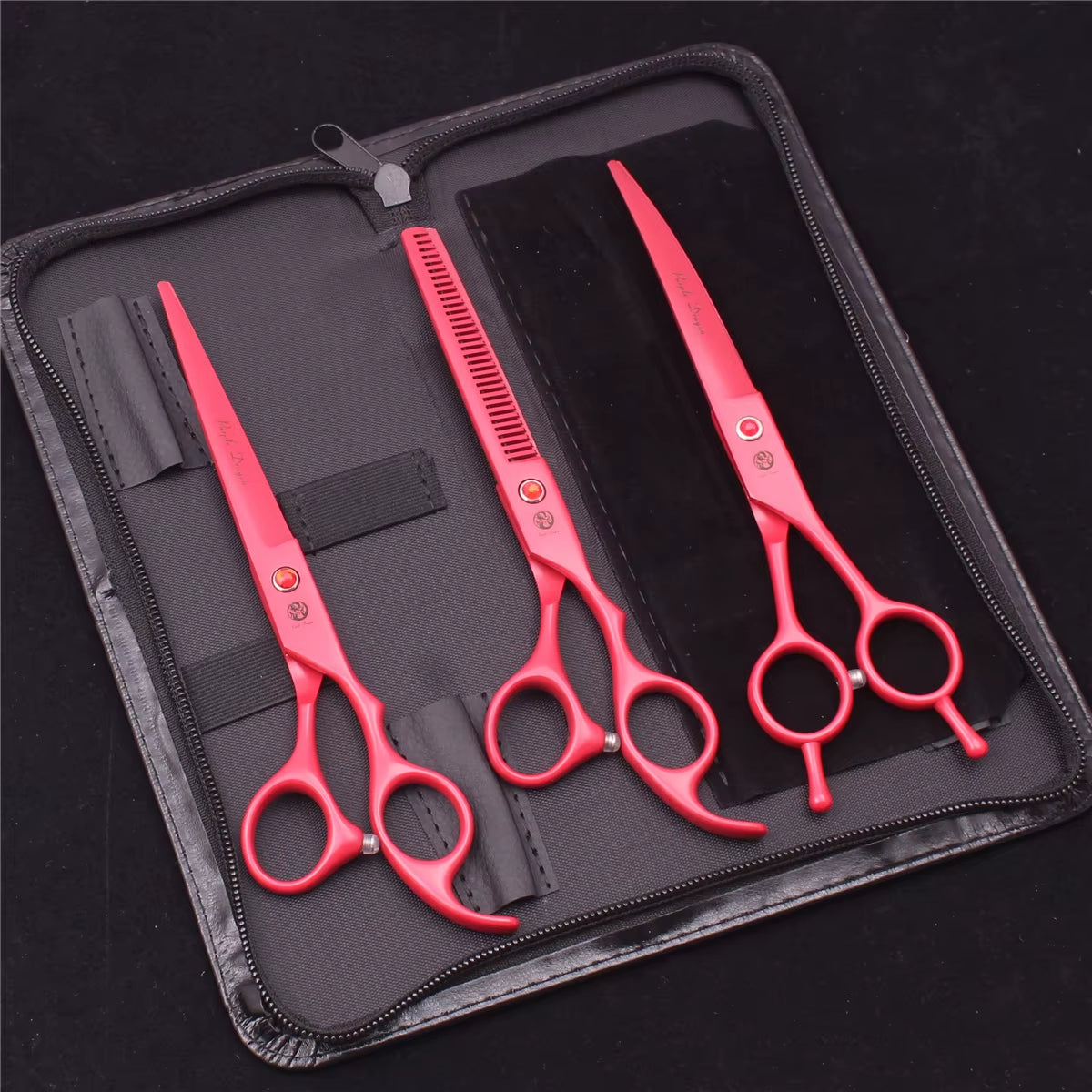 Dog Grooming Scissors Japan Stainless 6.5" 7" Pet Hairdressing Scissors Kit Dog Curved Scissors Thinning Shears Color Comb Z3002