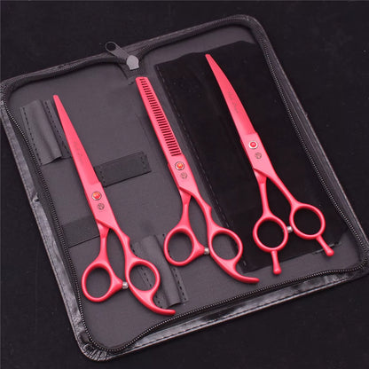 Dog Grooming Scissors Japan Stainless 6.5" 7" Pet Hairdressing Scissors Kit Dog Curved Scissors Thinning Shears Color Comb Z3002