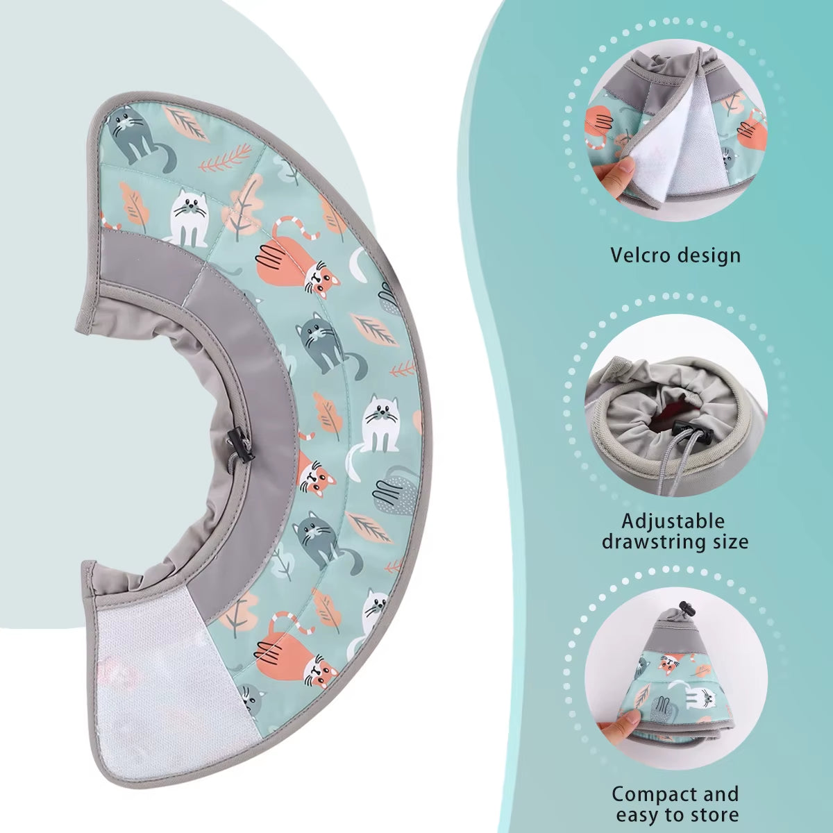 1Pc Soft Cat Recovery Collar,Protective Adjustable Pet Cone Collar for after Surgery,Comfortable Lightweight Elizabethan Collar