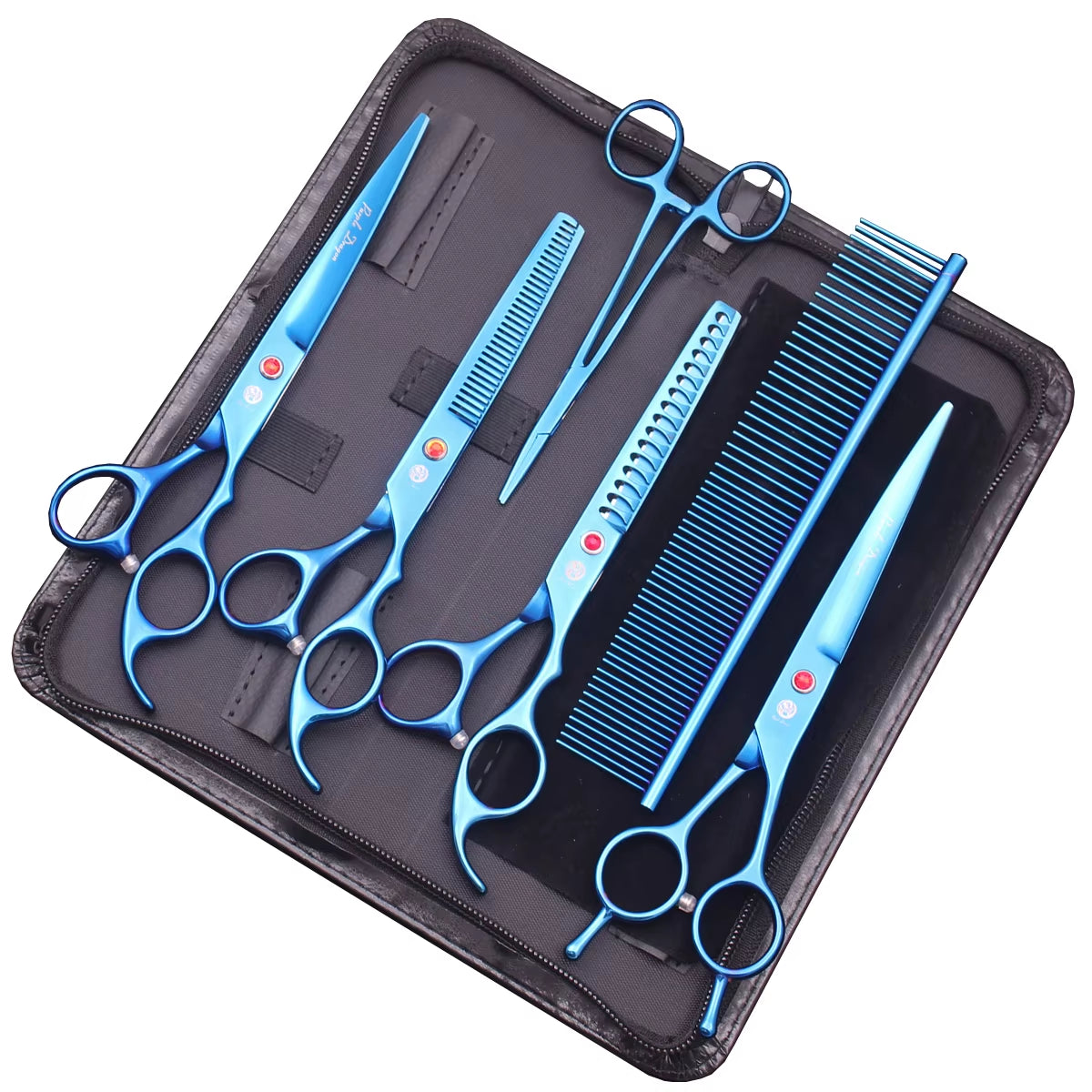 Dog Grooming Scissors Japan Stainless 6.5" 7" Pet Hairdressing Scissors Kit Dog Curved Scissors Thinning Shears Color Comb Z3002