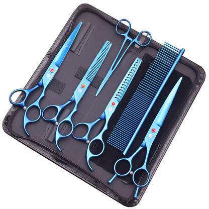 Dog Grooming Scissors Japan Stainless 6.5" 7" Pet Hairdressing Scissors Kit Dog Curved Scissors Thinning Shears Color Comb Z3002