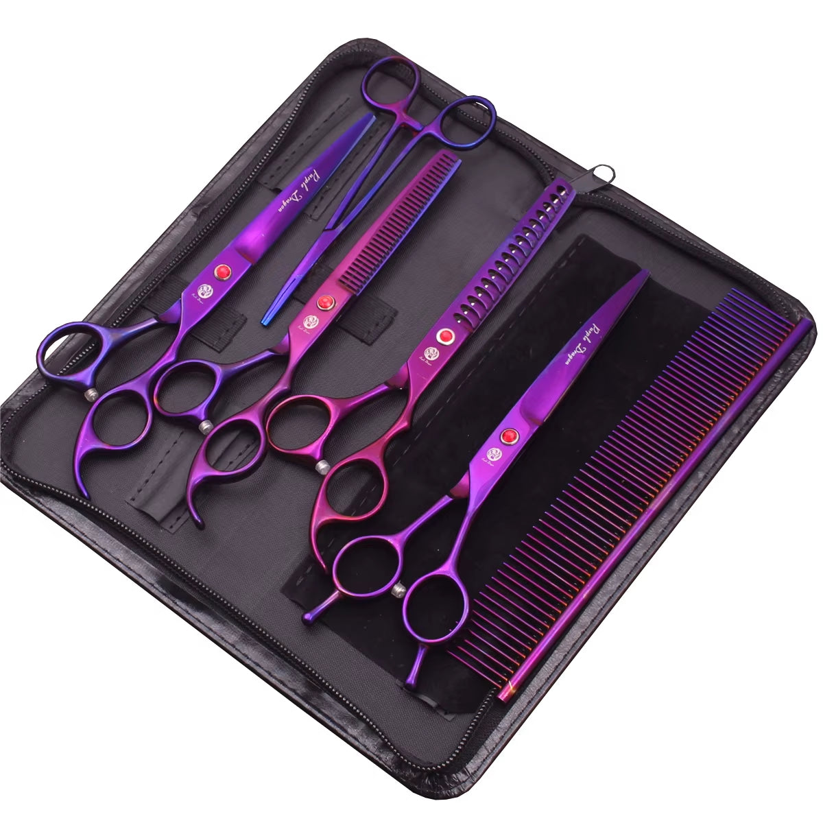 Dog Grooming Scissors Japan Stainless 6.5" 7" Pet Hairdressing Scissors Kit Dog Curved Scissors Thinning Shears Color Comb Z3002