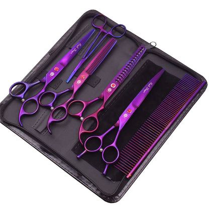 Dog Grooming Scissors Japan Stainless 6.5" 7" Pet Hairdressing Scissors Kit Dog Curved Scissors Thinning Shears Color Comb Z3002