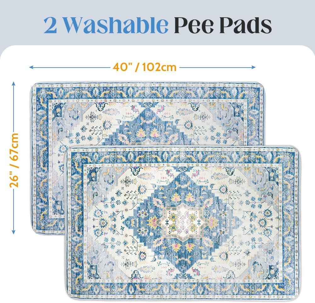 Washable Pee Pads for Dogs, 2 Pack Reusable Puppy Training Pads 40"X26" Super Absorbent Waterproof Dog Training Pads, Non-Slip Potty Pads, Whelping Pads Litter Mat