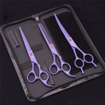 Dog Grooming Scissors Japan Stainless 6.5" 7" Pet Hairdressing Scissors Kit Dog Curved Scissors Thinning Shears Color Comb Z3002