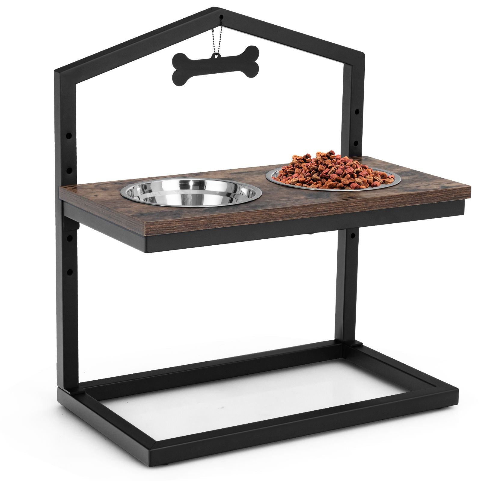 5 Heights Elevated Pet Feeder with Detachable Stainless Steel Bowl for Dogs