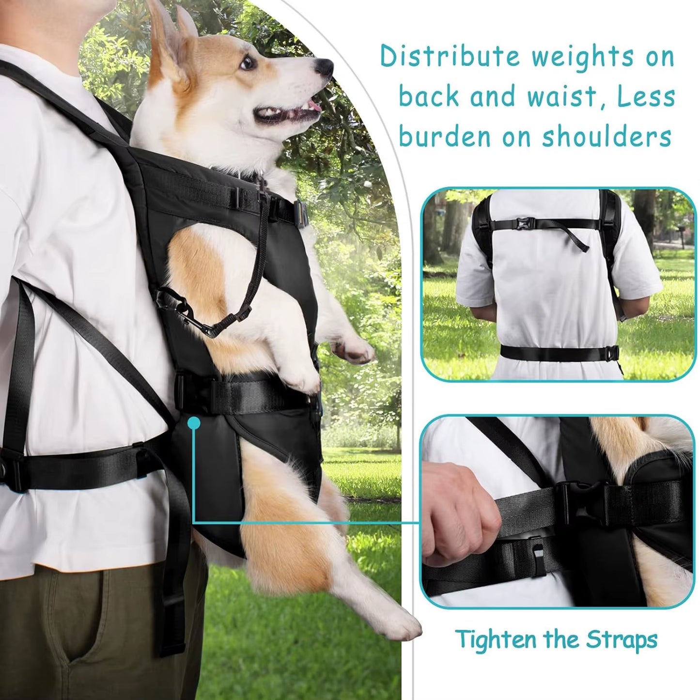 Outdoor Pet Front Dog Carrier Backpacks Adjustable Hands Free Dog Backpack Carrier for Medium Small Dogs