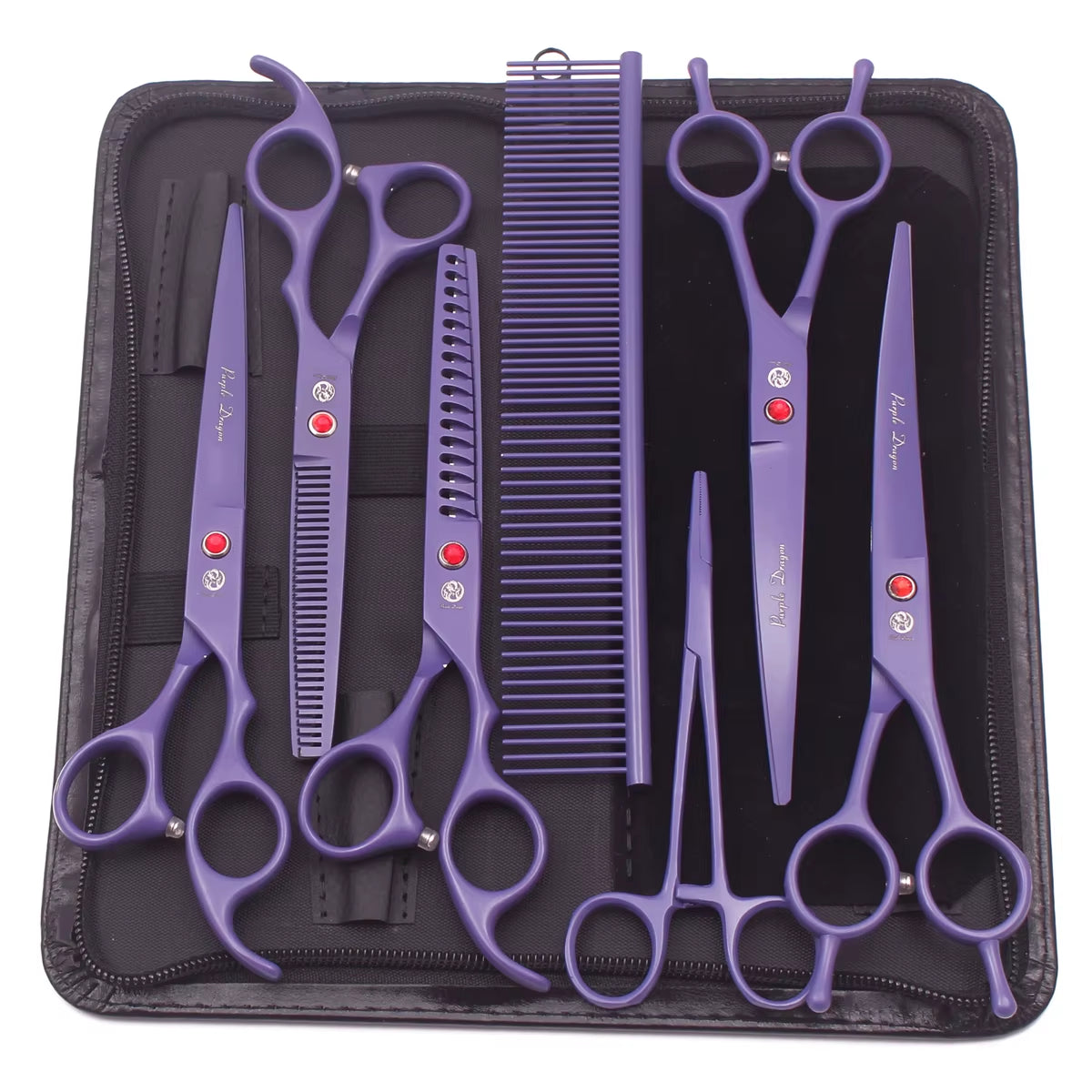 Dog Grooming Scissors Japan Stainless 6.5" 7" Pet Hairdressing Scissors Kit Dog Curved Scissors Thinning Shears Color Comb Z3002