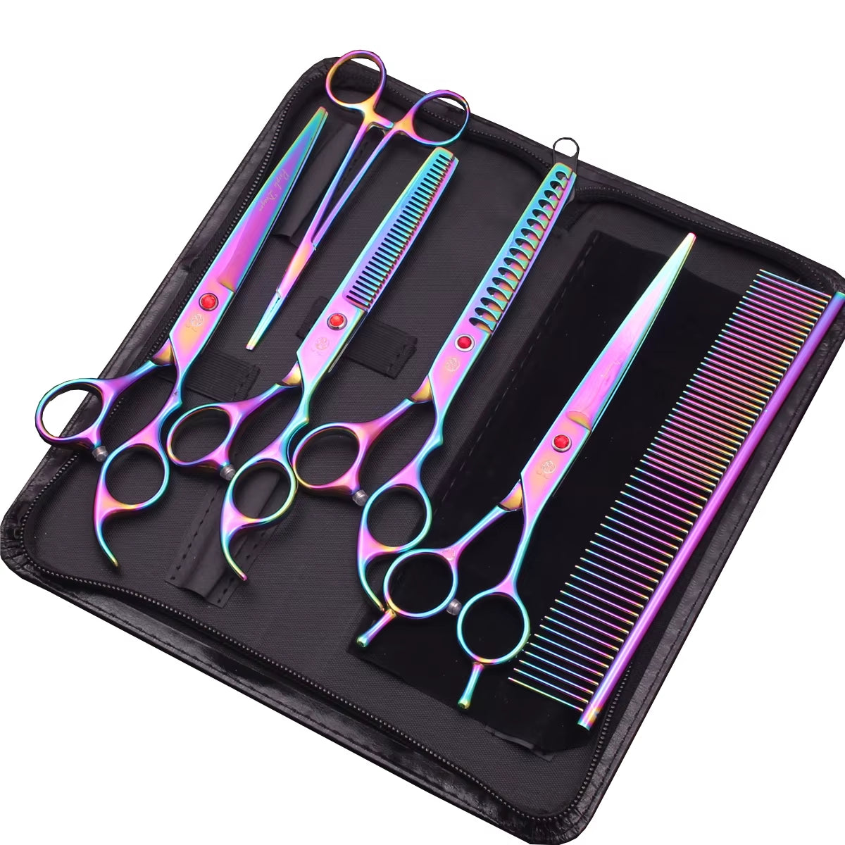 Dog Grooming Scissors Japan Stainless 6.5" 7" Pet Hairdressing Scissors Kit Dog Curved Scissors Thinning Shears Color Comb Z3002