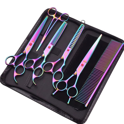 Dog Grooming Scissors Japan Stainless 6.5" 7" Pet Hairdressing Scissors Kit Dog Curved Scissors Thinning Shears Color Comb Z3002
