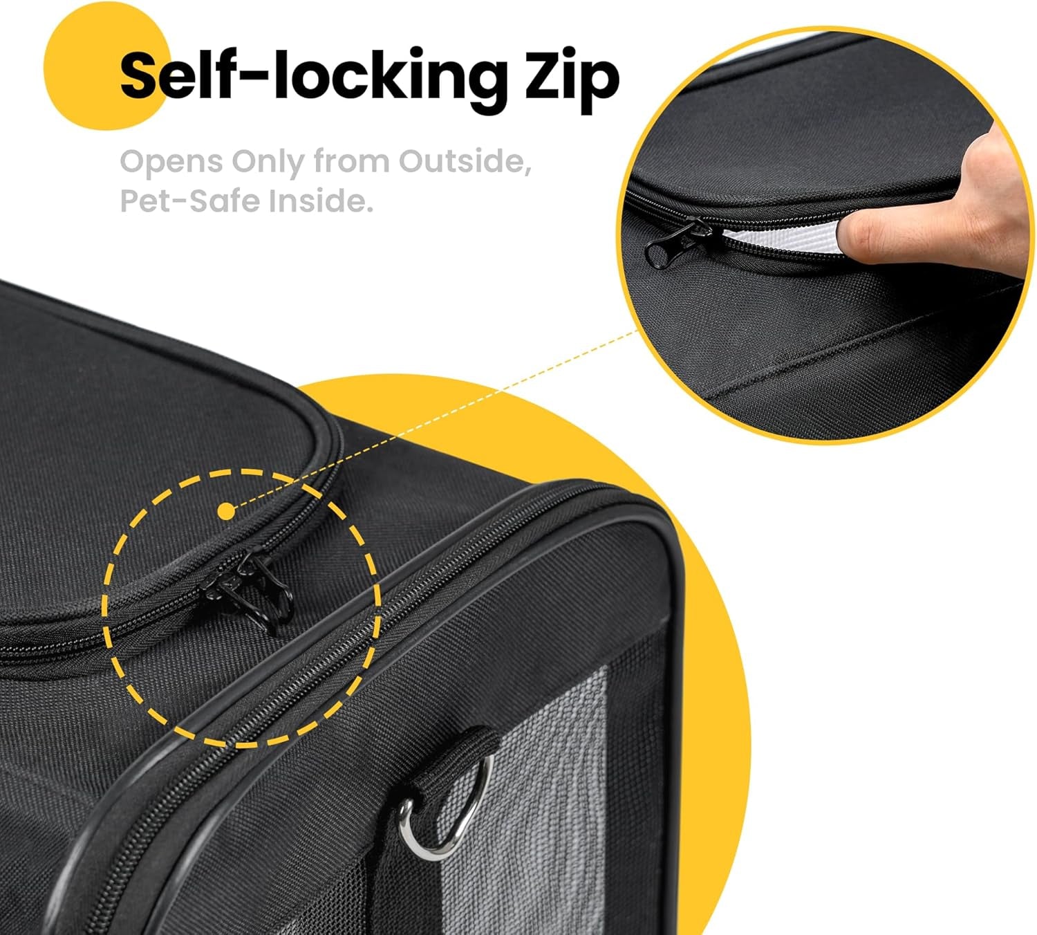 Cat Carrier Airline Approved, Soft-Sided Dog Carrier with Inner Safety Leash, Pet Transport Carrier for Small-Medium Cats Puppies up to 15 Lbs, Collapsible Travel Kitten Carrier Bag -Blackm