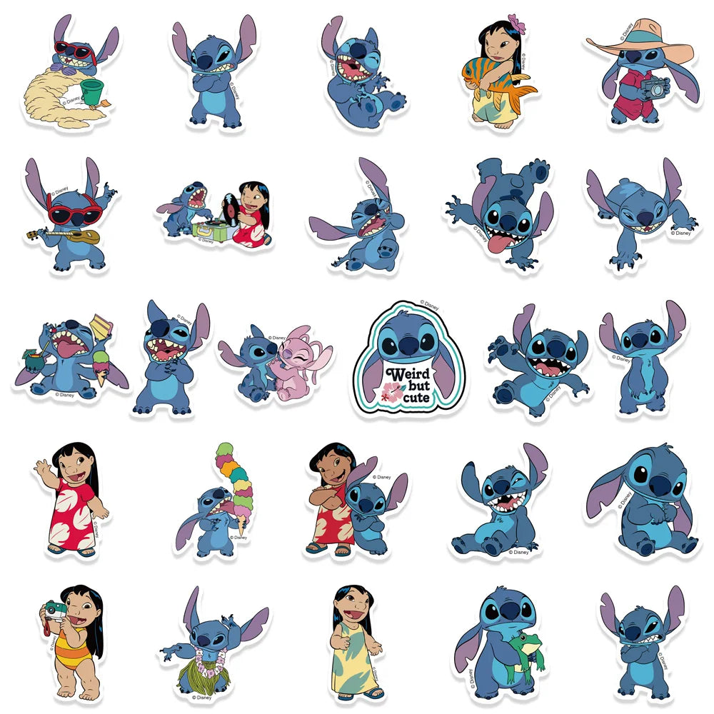 51PCS Cute Cartoon Lilo & Stitch Stickers DIY Diary Laptop Luggage Skateboard Graffiti Decals Fun Classic Toy