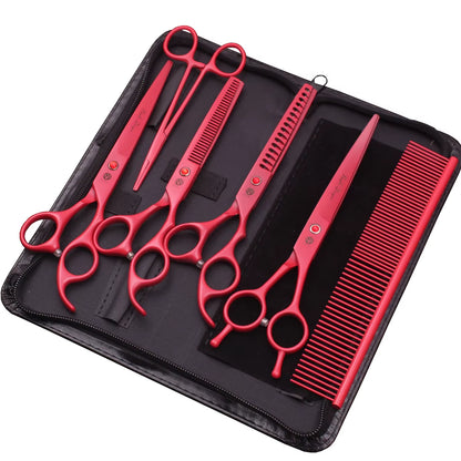 Dog Grooming Scissors Japan Stainless 6.5" 7" Pet Hairdressing Scissors Kit Dog Curved Scissors Thinning Shears Color Comb Z3002