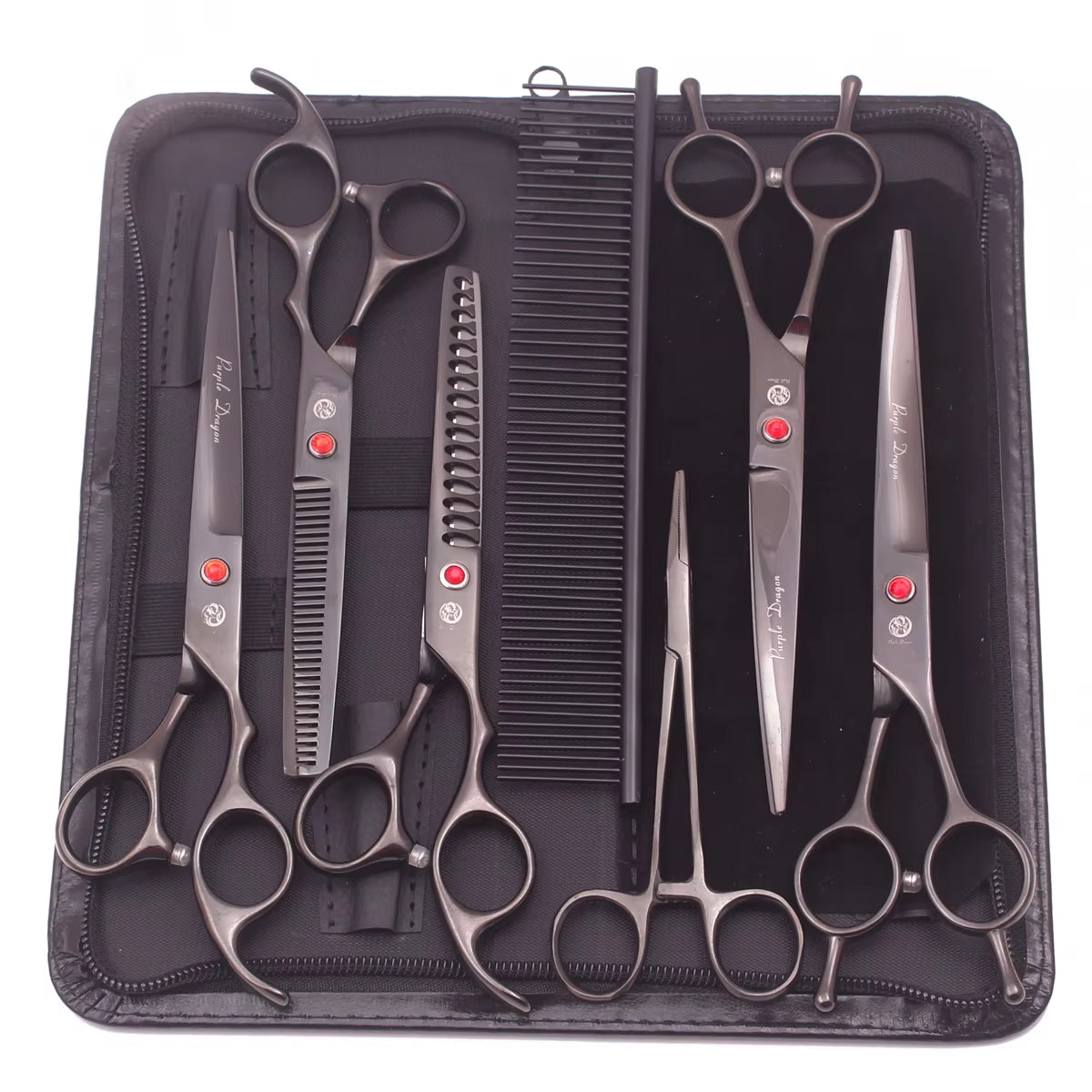 Dog Grooming Scissors Japan Stainless 6.5" 7" Pet Hairdressing Scissors Kit Dog Curved Scissors Thinning Shears Color Comb Z3002
