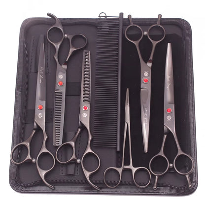 Dog Grooming Scissors Japan Stainless 6.5" 7" Pet Hairdressing Scissors Kit Dog Curved Scissors Thinning Shears Color Comb Z3002