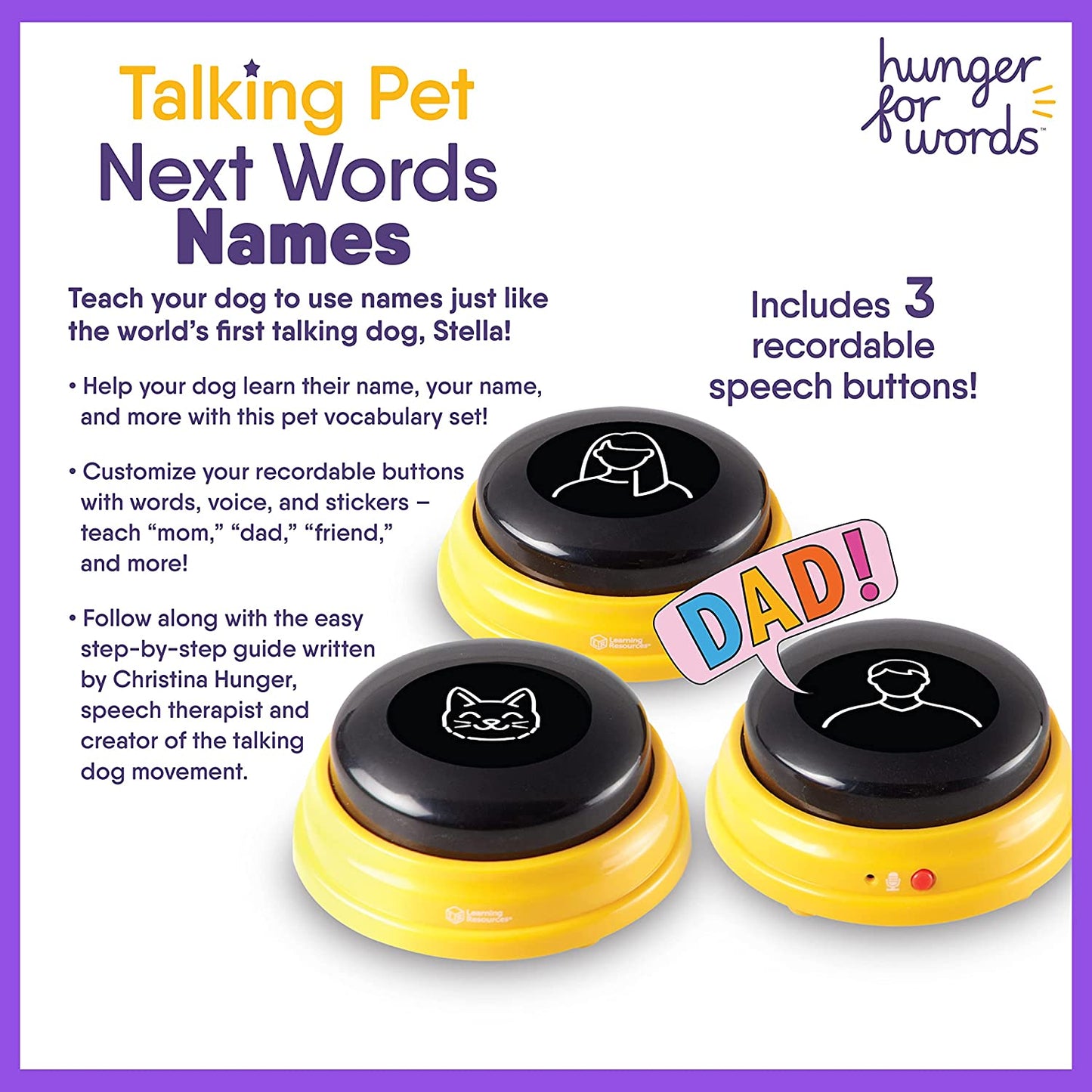 Talking Pet Next Words Names Button Set (3 Pieces)