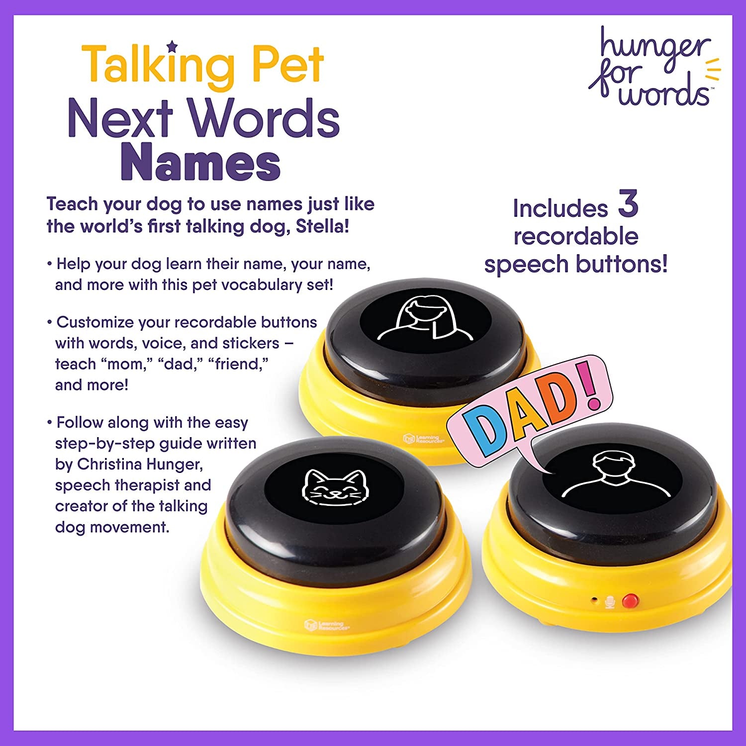 Talking Pet Next Words Names Button Set (3 Pieces)