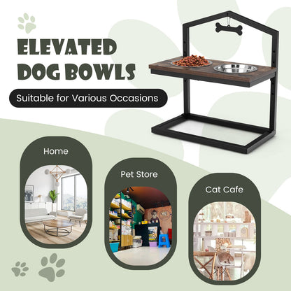 5 Heights Elevated Pet Feeder with Detachable Stainless Steel Bowl for Dogs