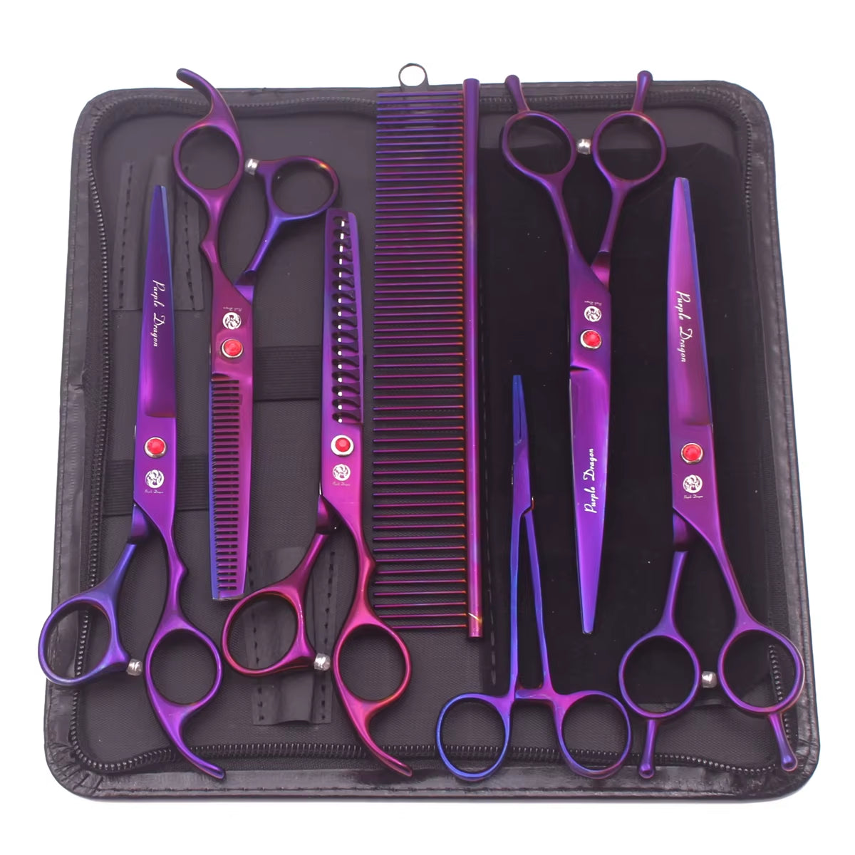 Dog Grooming Scissors Japan Stainless 6.5" 7" Pet Hairdressing Scissors Kit Dog Curved Scissors Thinning Shears Color Comb Z3002