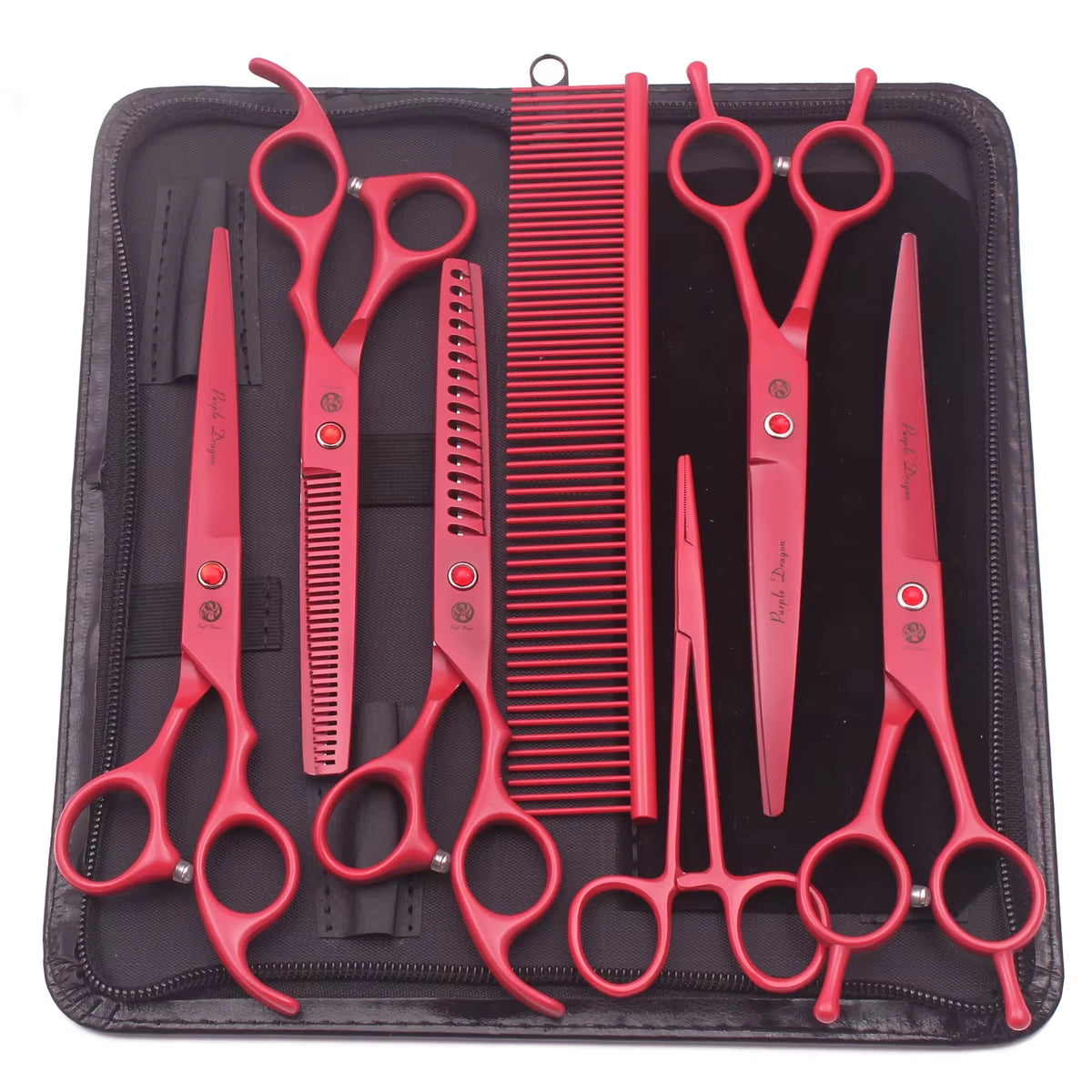 Dog Grooming Scissors Japan Stainless 6.5" 7" Pet Hairdressing Scissors Kit Dog Curved Scissors Thinning Shears Color Comb Z3002