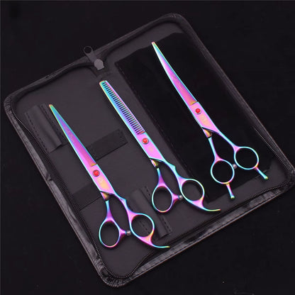 Dog Grooming Scissors Japan Stainless 6.5" 7" Pet Hairdressing Scissors Kit Dog Curved Scissors Thinning Shears Color Comb Z3002