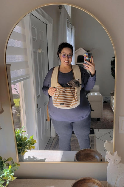 Dog Sling Puppy Carrier for Small Dogs with Openable Front Breathable Mesh, Hands Free Pet Sling Travel Bag Adjustable Padded Strap Pockets Large Space (Khaki, 3-11 Lb)