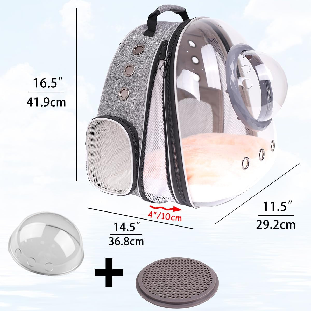 Front Extension Cat Backpack Carrier, Pet Travel Backpack for Kitten and Small Dogs, Clear Bubble Window Space Capsule Astronaut Liked Portable Vet Visit Book Bag Airline Approved