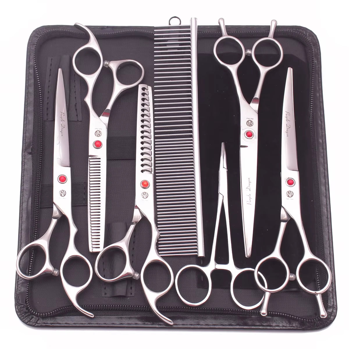 Dog Grooming Scissors Japan Stainless 6.5" 7" Pet Hairdressing Scissors Kit Dog Curved Scissors Thinning Shears Color Comb Z3002