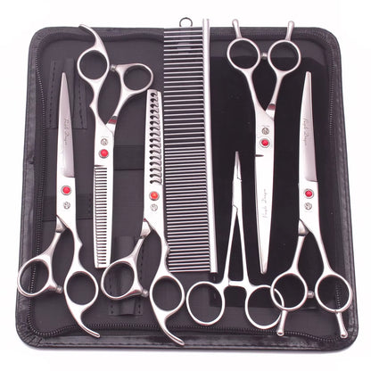 Dog Grooming Scissors Japan Stainless 6.5" 7" Pet Hairdressing Scissors Kit Dog Curved Scissors Thinning Shears Color Comb Z3002